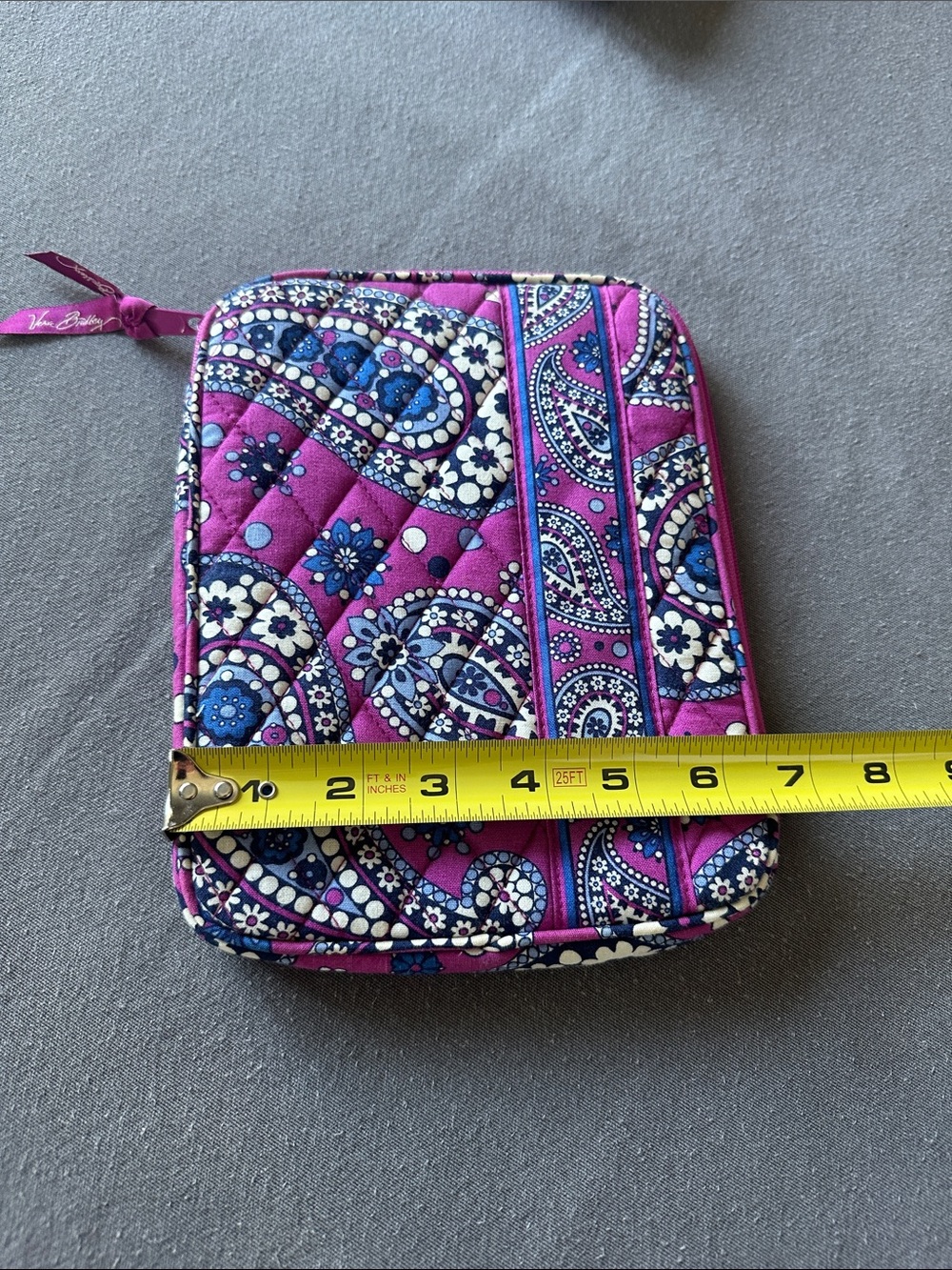 Vera Bradley Magenta and Blue Paisley Quilted Zip Pouch - Picture 3 of 3